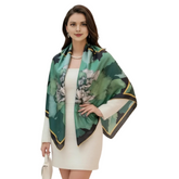 110x110 Seidentuch Seidenschal grün Asian Stil klassisch Y1